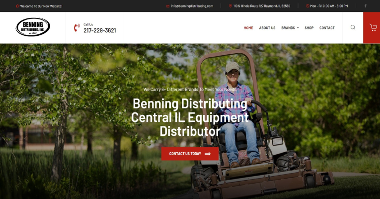 Central Illinois equipment distributor website development for Benning Distributing Inc by Illini Web Solutions