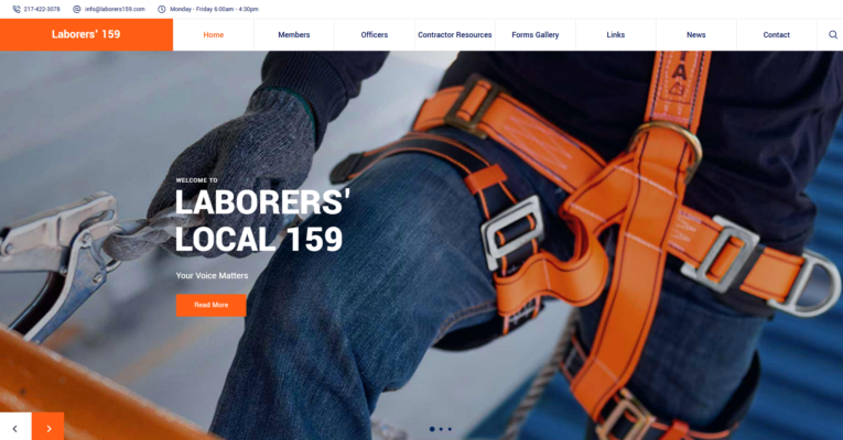 Union website design for Laborers Local 159 by Illinois web development company