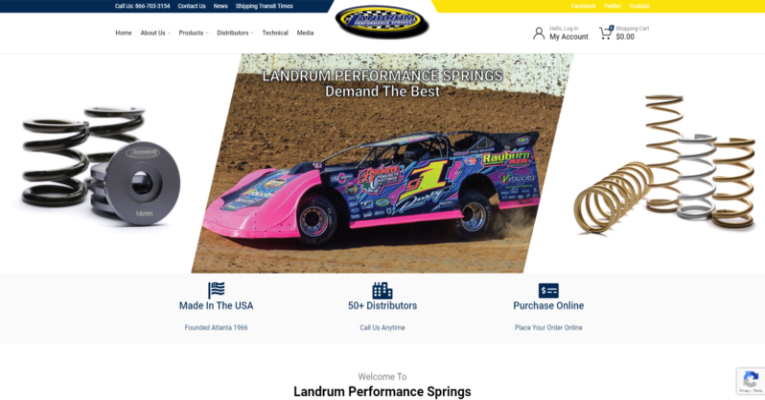 Ecommerce website development for Landrum Performance Springs by Illinois web design company