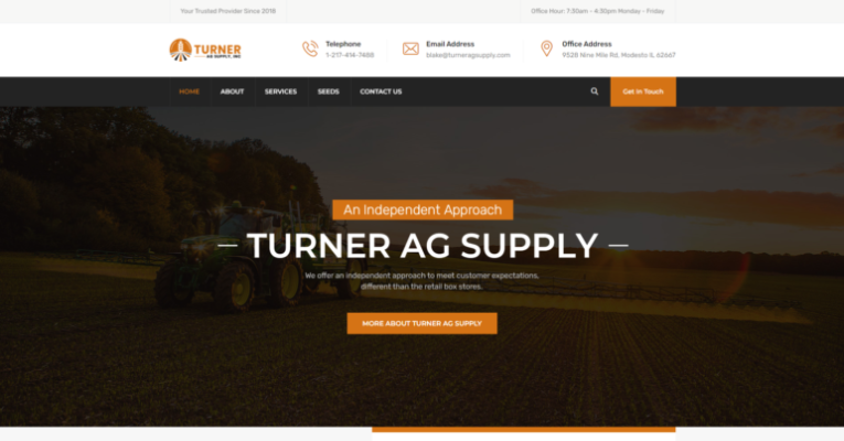 Farm supply website design for Turner Ag Supply by Illinois web development company